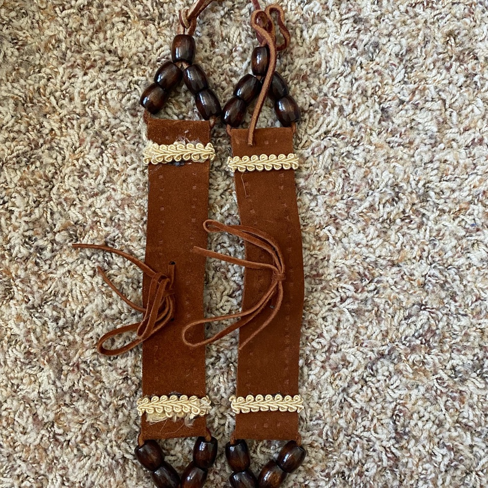 Brown Suede and Bead boot wraps
